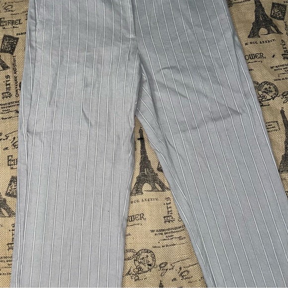J.Jill NWT! Linen Stretch Gray/White Straight Leg Crop Pant Size 10 - Picture 5 of 14